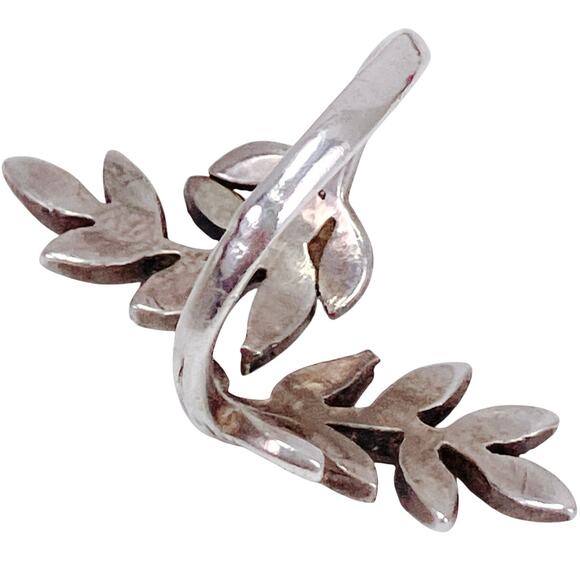 Vintage Sterling Silver Marcasite Leaf Bypass Ring Signed 925 Elegant Feminine - Picture 12 of 12